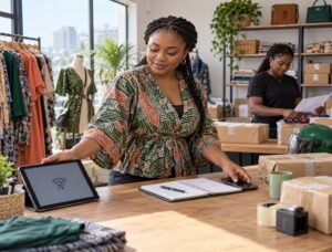 Nigerian fashion entrepreneur switches to customer records and a second phone after her main business platform goes offline.