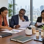 Nigerian founder, angel investor and corporate adviser reviewing investment terms and company ownership